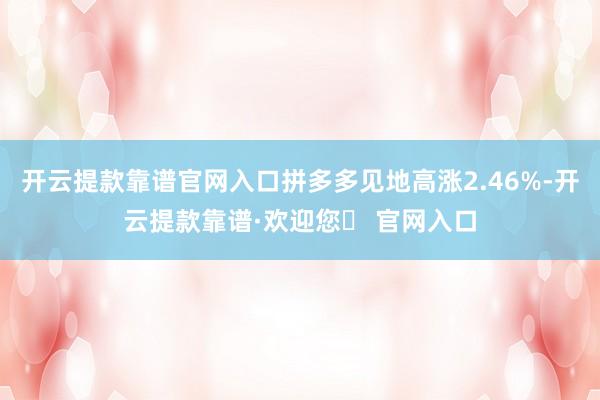 开云提款靠谱官网入口拼多多见地高涨2.46%-开云提款靠谱·欢迎您✅ 官网入口