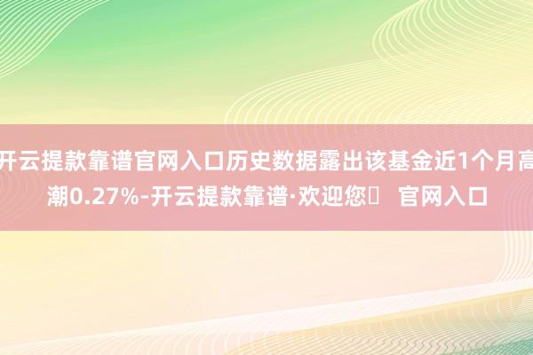 开云提款靠谱官网入口历史数据露出该基金近1个月高潮0.27%-开云提款靠谱·欢迎您✅ 官网入口