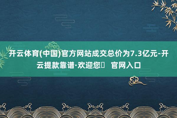 开云体育(中国)官方网站成交总价为7.3亿元-开云提款靠谱·欢迎您✅ 官网入口